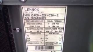 read lennox serial number